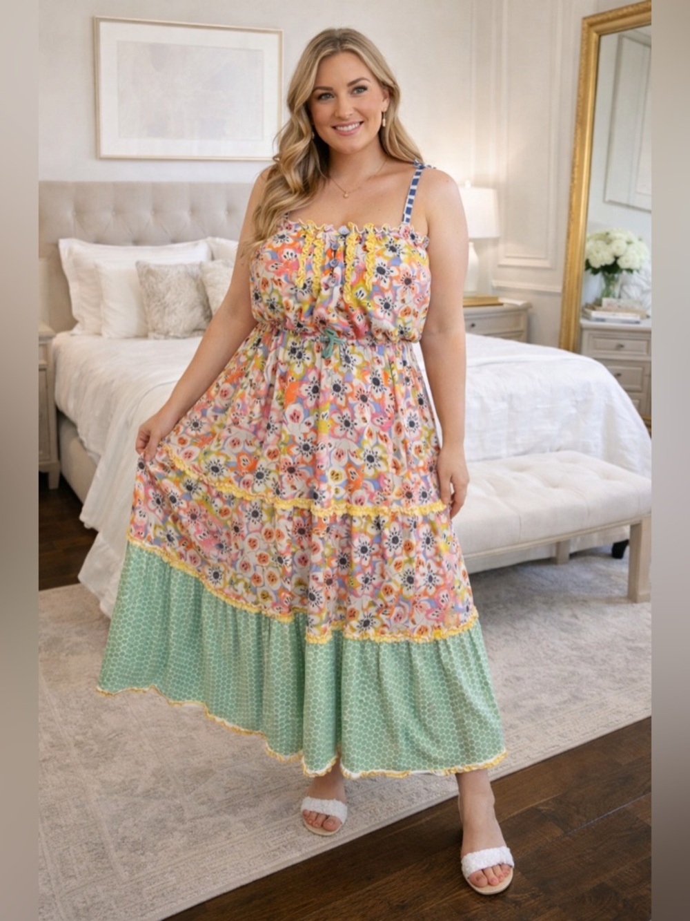 Matilda Jane Colorful Floral Midi Dress | Size 12 | Like New